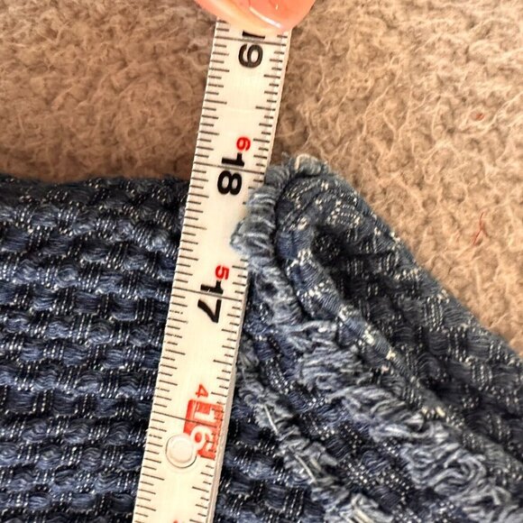 Y2K Vest Blue Waistcoat Tailored Suit Button Front Boho Textured - Picture 9 of 11